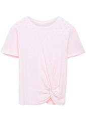 Enza Costa Woman Knotted Perforated Slub Cotton-jersey T-shirt Blush