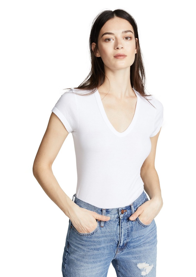 Enza Costa womens Island Cotton Cap Sleeve U-neck T-shirt T Shirt   US