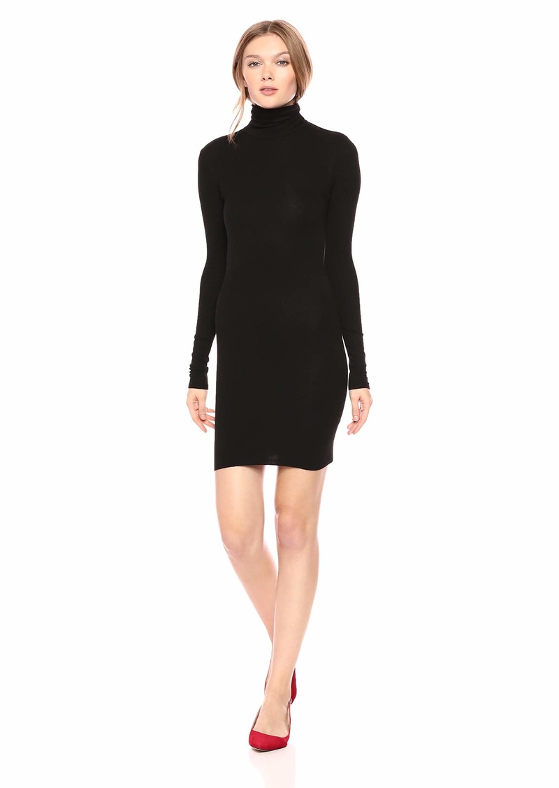 black long sleeve turtleneck mini dress