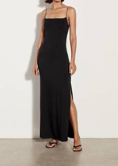 Enza Costa Italian Viscose Strappy Side Slit Maxi Dress In Black