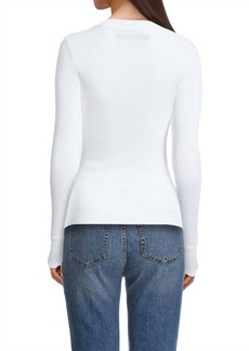 Enza Costa Laundered Thermal Henley Top In White