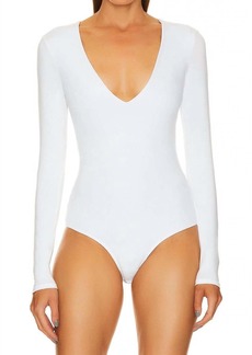Enza Costa Luxe Knit L/s V-Neck Bodysuit In White
