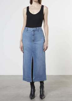 Enza Costa Soft Touch Slit Skirt In Mid Wash