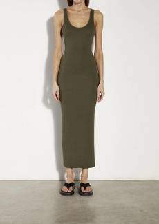 Enza Costa Stretch Silk Knit Maxi Tank Dress In Dark Olive