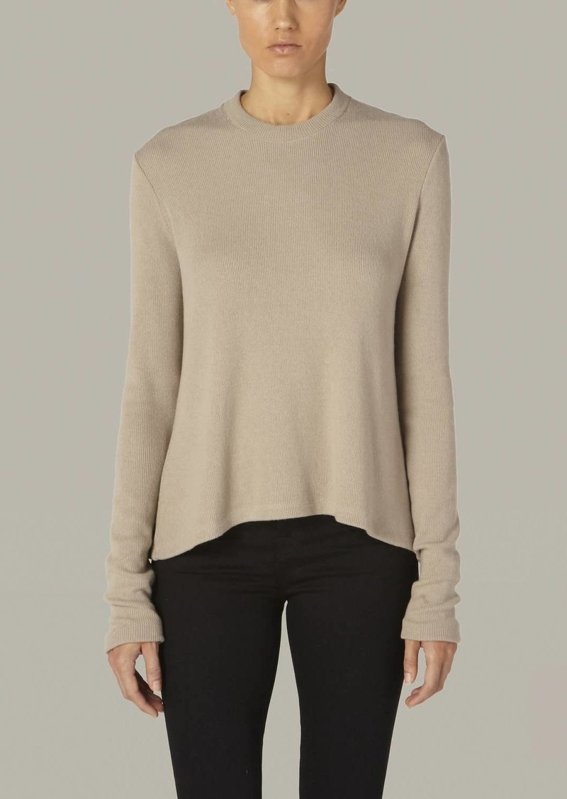 Enza Costa Sweater Knit L/s Crew In Taupe