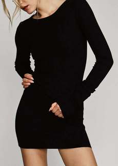 Enza Costa Textured Knit Long Sleeve Mini Dress In Black