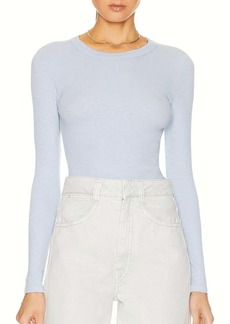 Enza Costa Textured Knit Long Sleeve Top In Light Blue