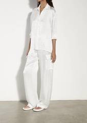 Enza Costa Textured Satin Cargo Pant In Undyed