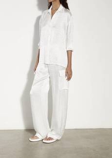 Enza Costa Textured Satin Cargo Pant In Undyed