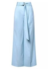 Equipment Armand Belted Pleated Wide-Leg Trousers