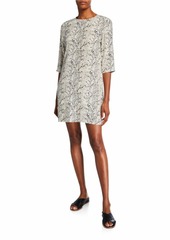 Equipment Aubrey Python Half-Sleeve Mini Silk Dress