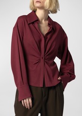 Equipment Bennett Ruched Button-Down Silk Blouse