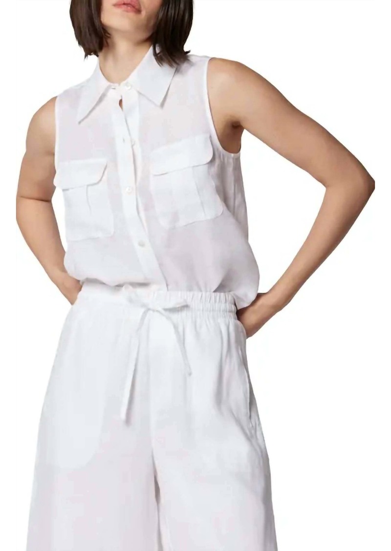 Equipment Camila Sleeveless Linen Button-Up Shirt In Bright White