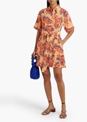 Equipment - Adalaide floral-print silk crepe de chine mini shirt dress - Orange - US 0