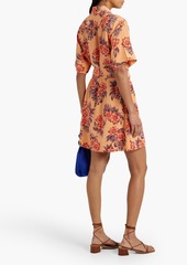 Equipment - Adalaide floral-print silk crepe de chine mini shirt dress - Orange - US 0