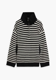 Equipment - Bowee striped wool and cashmere-blend half-zip sweater - Black - L