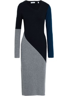 Equipment - Charlut ribbed color-block wool-blend midi dress - Gray - XS