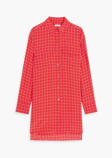 Equipment - Ellene checked silk-crepe mini shirt dress - Red - XL