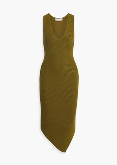 Equipment - Lucasse asymmetric ribbed cotton-blend midi dress - Green - M
