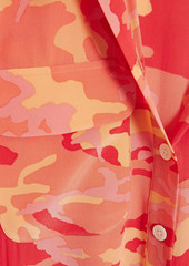 Equipment - Parkin camouflage-print washed-silk midi shirt dress - Orange - XS