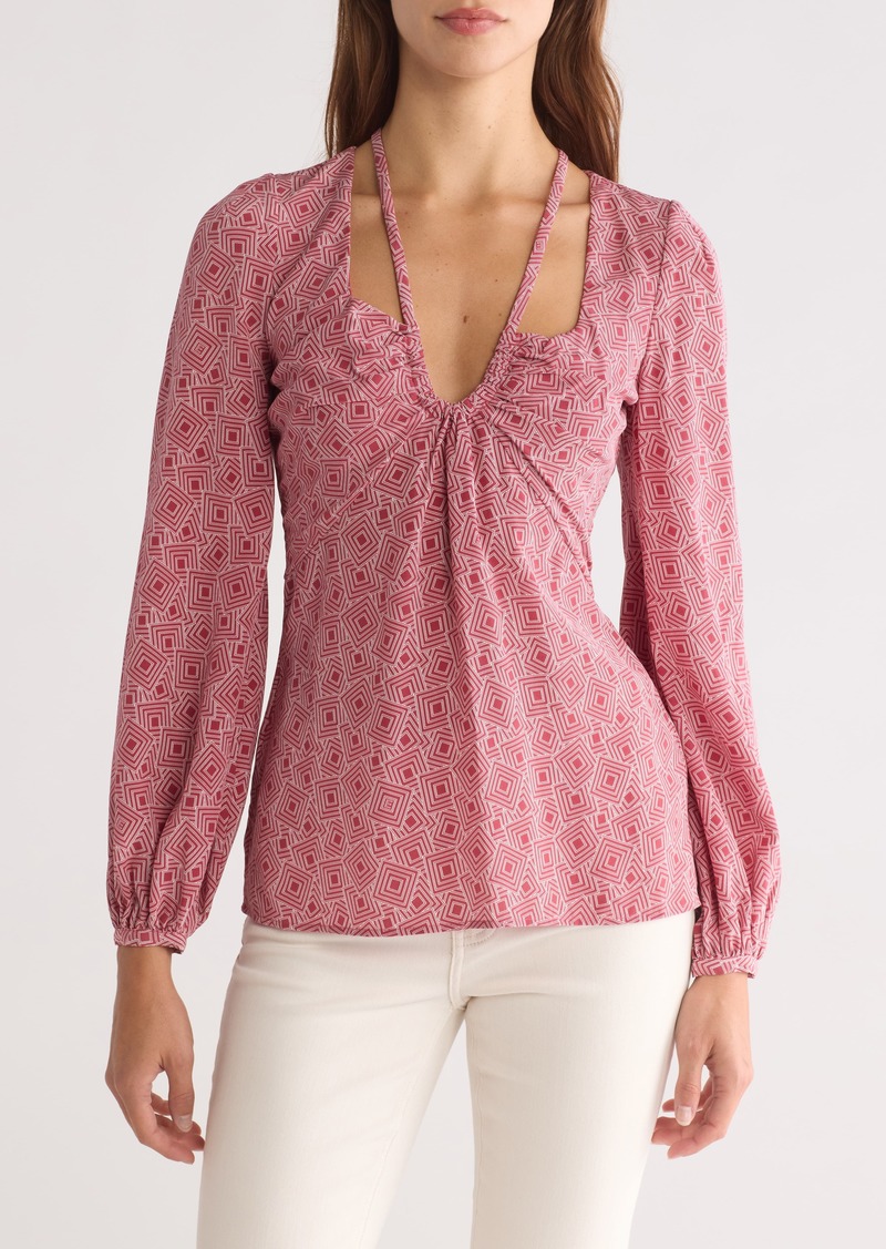 Equipment Arden Silk Top in Earth Red And Nature White at Nordstrom Rack