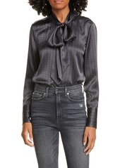 Equipment Luis Bow Silk Blouse in True Black Pearl at Nordstrom