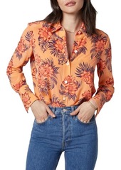 Equipment Quinne Floral Long Sleeve Silk Blouse in Cantaloupe Multi at Nordstrom
