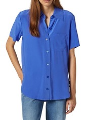 Equipment Quinne Short Sleeve Silk Button-Up Blouse in Blue at Nordstrom