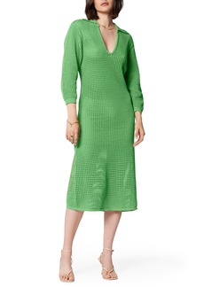 Equipment Remy Open Stitch Cotton Sweater Dress in Bright Jadesheen at Nordstrom Rack