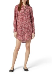 Equipment Scoutt Print Long Sleeve Silk Shirtdress in Red Dahlia Multi at Nordstrom