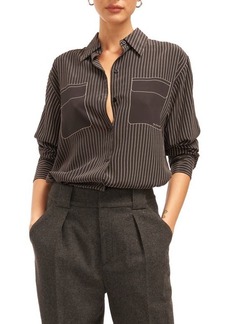 Equipment Signature Slim Fit Stripe Silk Button-Up Shirt