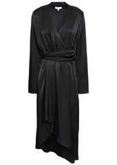 Equipment Woman Adisa Asymmetric Wrap-effect Satin Dress Black