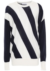 Equipment Woman Cetine Striped Silk And Cotton-blend Sweater White