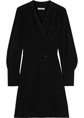 Equipment Woman Claira Wrap-effect Crystal-embellished Jersey Mini Dress Black