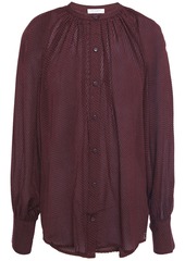 Equipment Woman Corbette Gathered Fil Coupé Silk-blend Chiffon Shirt Burgundy