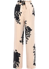 Equipment Woman Evonne Belted Floral-print Washed Silk-blend Wide-leg Pants Cream