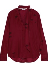 Equipment Woman Fayanna Tie-neck Floral-print Washed-silk Blouse Claret