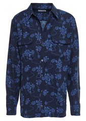 Equipment Woman Signature Floral-print Washed-crepe Shirt Midnight Blue