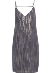 Equipment Woman Tansie Open-back Metallic Fil Coupé Silk-blend Chiffon Mini Dress Gray