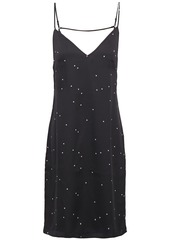 Equipment Woman Tansie Open-back Printed Washed-satin Slip Dress Black