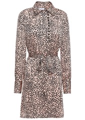 Equipment Woman Temera Leopard-print Washed-crepe Mini Shirt Dress Blush