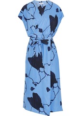Equipment Woman Wrap-effect Printed Silk Crepe De Chine Midi Dress Light Blue