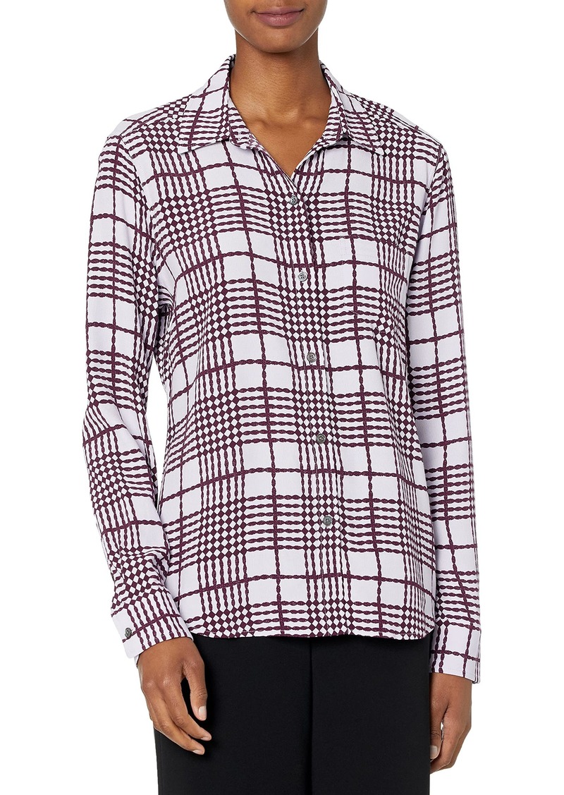 EQUIPMENT Women's Printed Check Crepe Brett Shirt lav de mer PRN