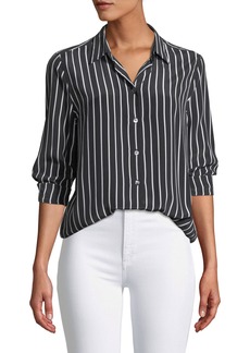 Equipment Essential Excellence Striped Silk Button-Front Shirt