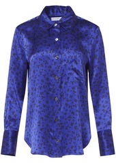 Equipment graphic-print long-sleeve silk shirt