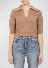 Equipment Mimi Cropped 3/4-Sleeve Knit Sweater
