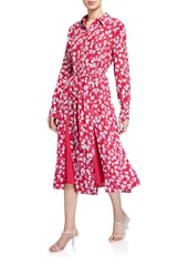 Equipment Ria Floral Long-Sleeve Belted Midi Dress