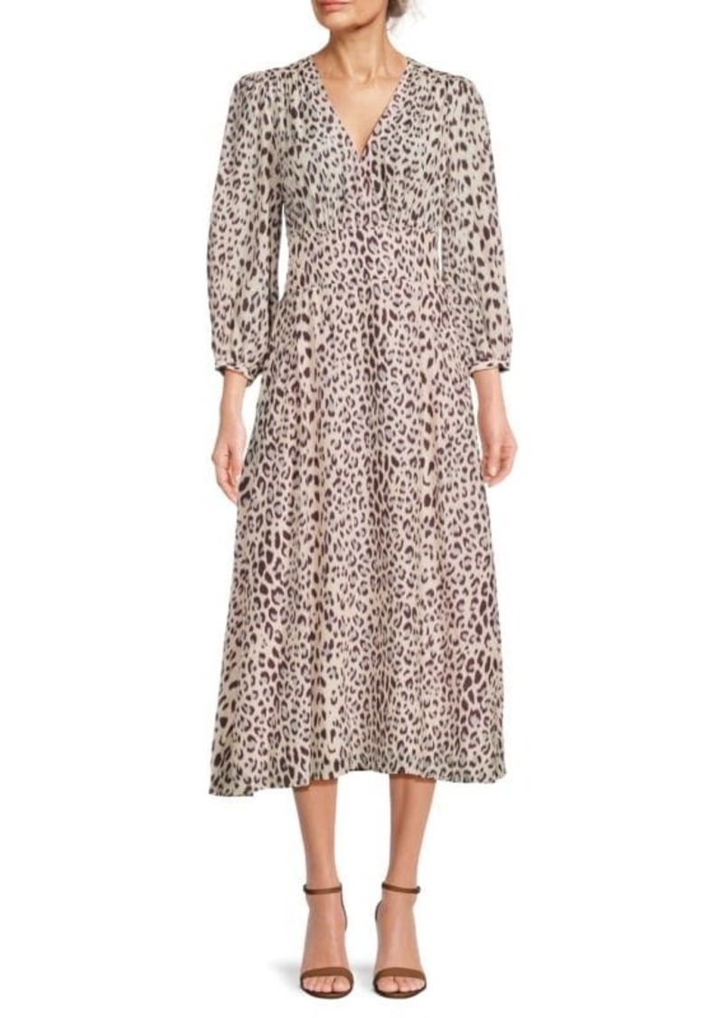 Equipment Sadie Animal Print Midi Dress