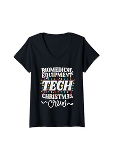 Womens Biomedical Equipment Tech Christmas Crew Equipment Repairer V-Neck T-Shirt