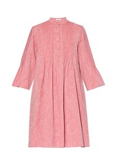 Erdem Bell-Sleeve Pintuck Paisley Dress